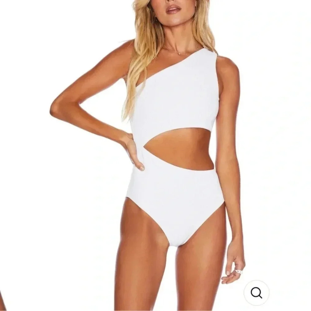 New Beach Riot Celine One Piece Swim Suit Free People Ribbed White Medium